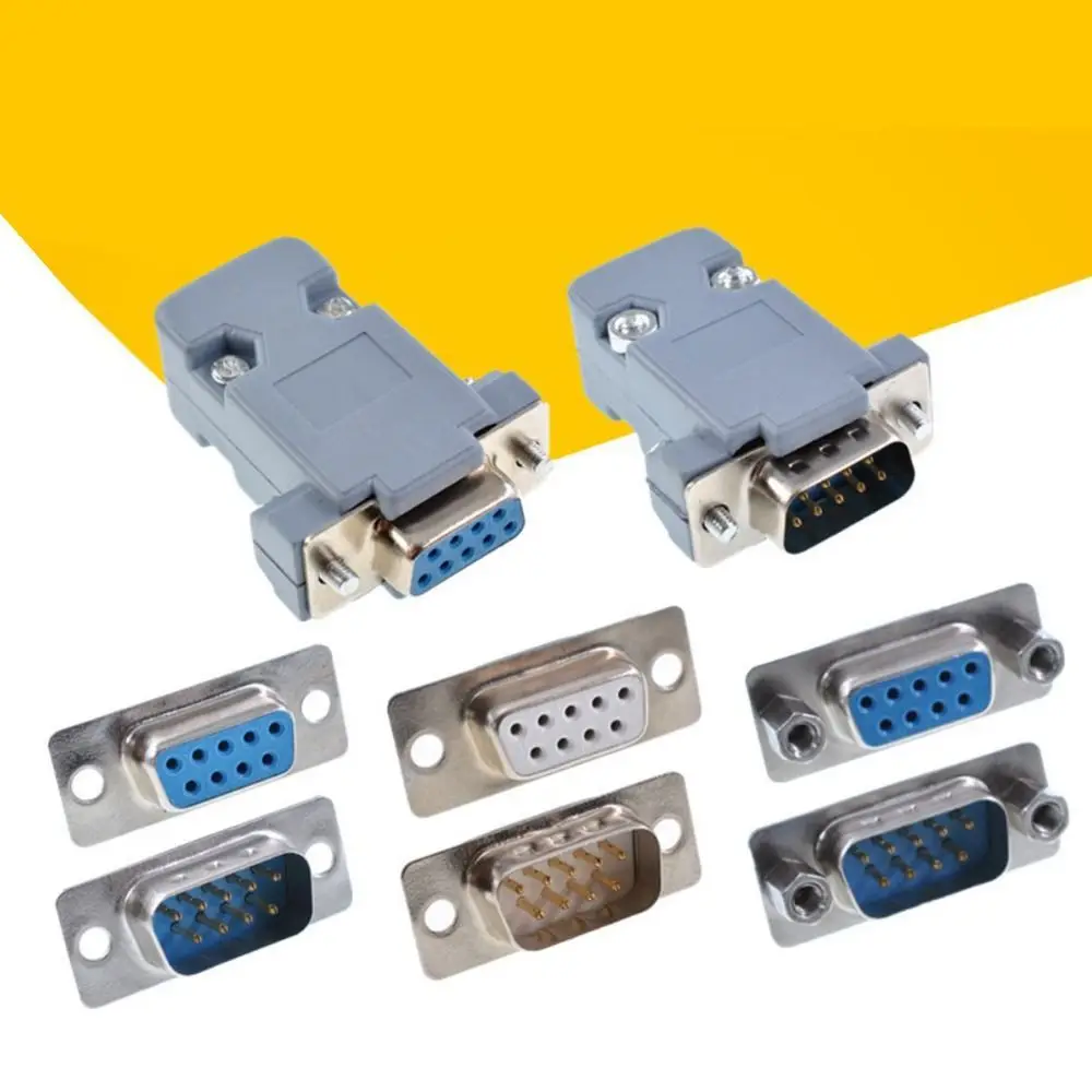 DB9 D-sub Connectors Plug 9 Pin Jack Socket DB9 Adapter Connector with Plastic Shell Female Male Port Socket Connectors