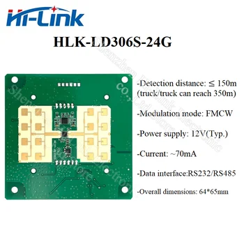 Hi-Link LD306S 24G speed radar module 70mA vehicle speed monitoring RS485 1km/h serial communication 150m detection distance