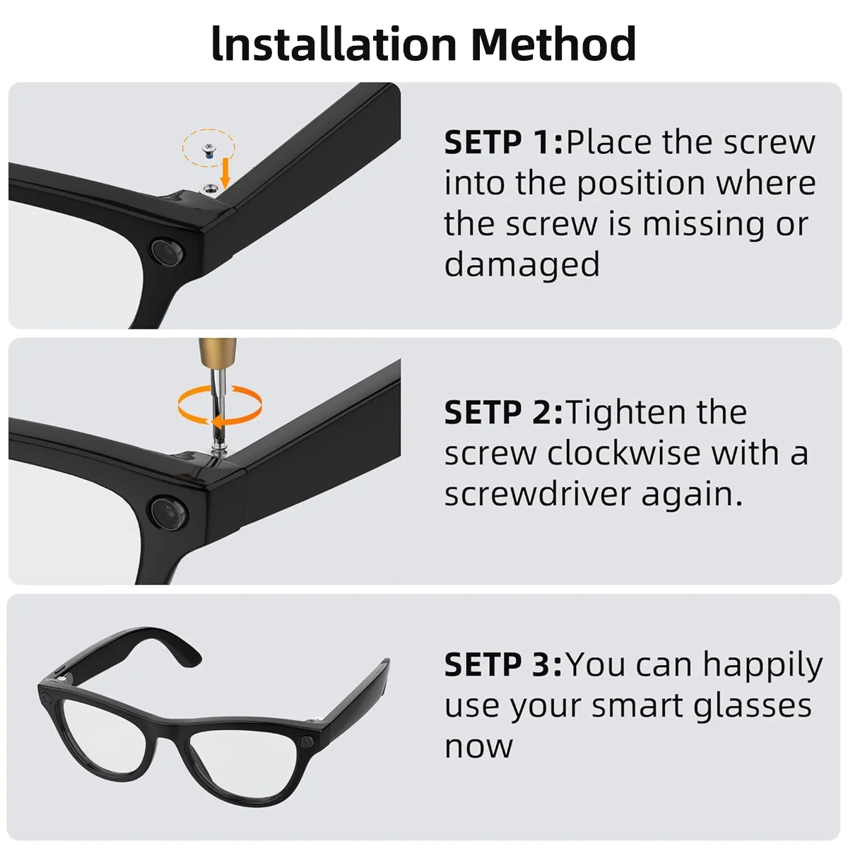 Screwdriver and Screw Set For Ray-Ban Matte Wayfarer/Skyler/Headliner (Gen1/2) & Oakley Matte HSTN AI Glasses Accessories