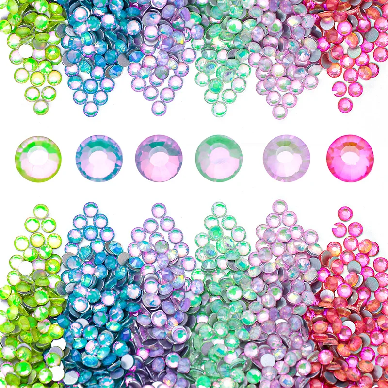 QIAO SS3-SS50 Non Hotfix Rhinestones Bling Crystal Opal Series Super Glitter Glass Flatback Crystals for DIY Nail Art Charm Gems