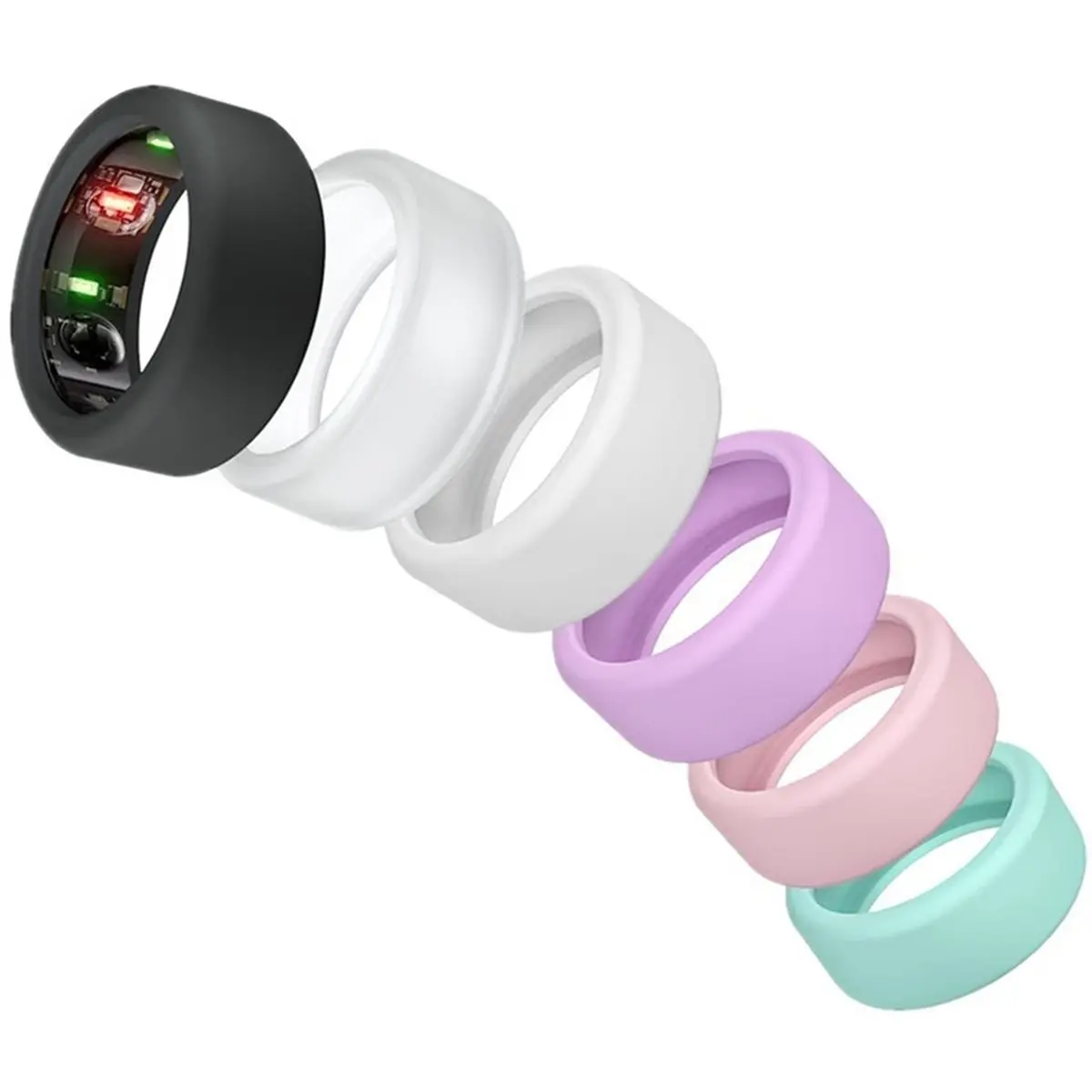 (▲★HUND)6 Pack Ring Cover Galaxy Ring / Ring Gen3 Elastic Silicone Ring Protector for Working Out Accessories M