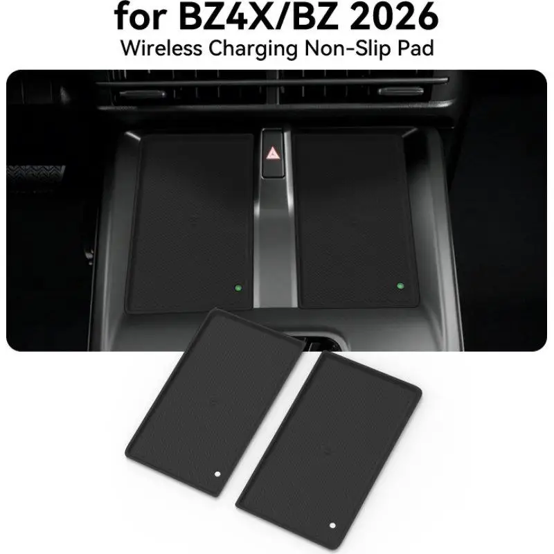 Car Wireless Charging Anti Slip Mat for Toyota BZ4X 2026 Central Console Silicone Pad Phone Holder Shockproof Dustproof Tray