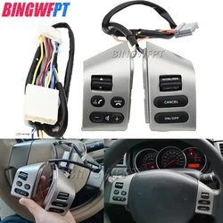 A Set NEW Steering Wheel Control Buttons With Cables Silver Button With Backlight For Nissan SYLPHY & FOR LIVINA & FOR TIIDA