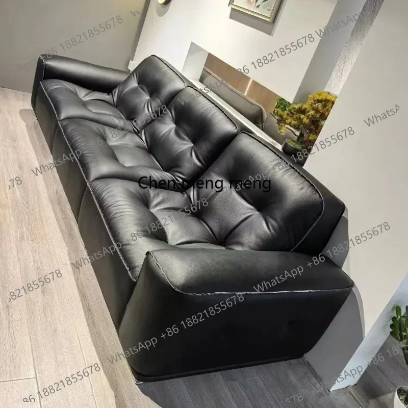 

Italian minimalist leather sofa black small apartment retro black King Kong M178
