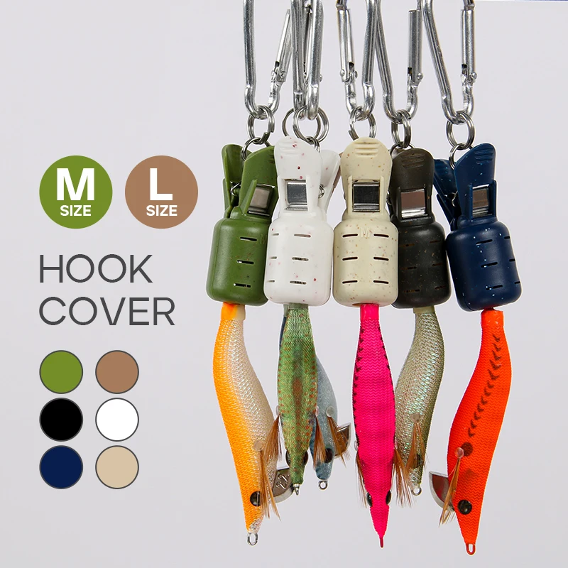 

8Pcs Squid Jig Hook Cover Squid Bait Protector Kit Egi Squid Hook Cover Cuttlefish Umbrella Hook Cap Carabiner Fishing Tackle