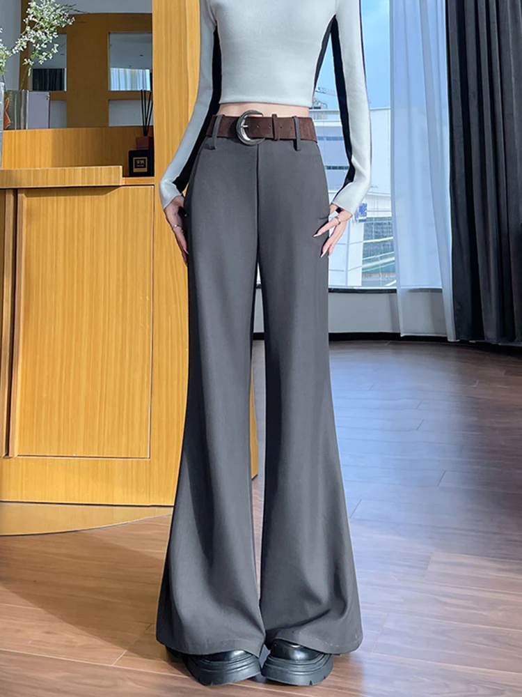 Hochgeschnittene Schlankheits-Hose mit Weitem Bein für Damen, Lässige Gerade Geschnittene Lange Hose, Modische Koreanische Laufsteg-Mode