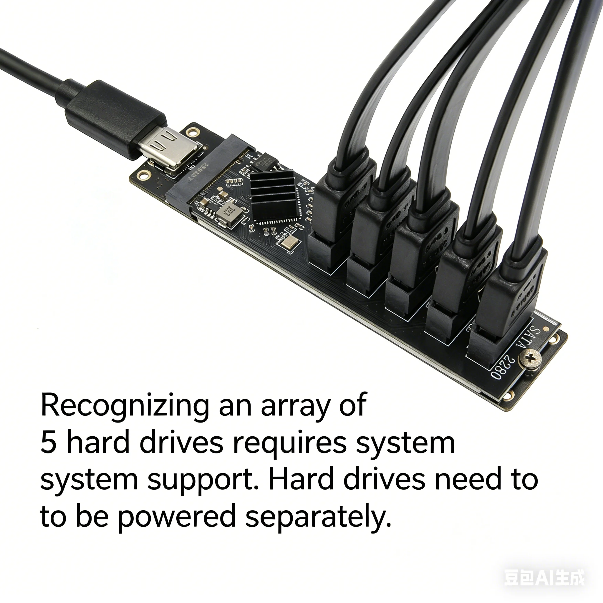 Type‑C/USB 3.0 to 5-Port SATA 3.0 Expansion Card Supports 2.5-inch SSD/HDD/3.5-inch HDD Hard Drives Support Windows/macOS/Linux