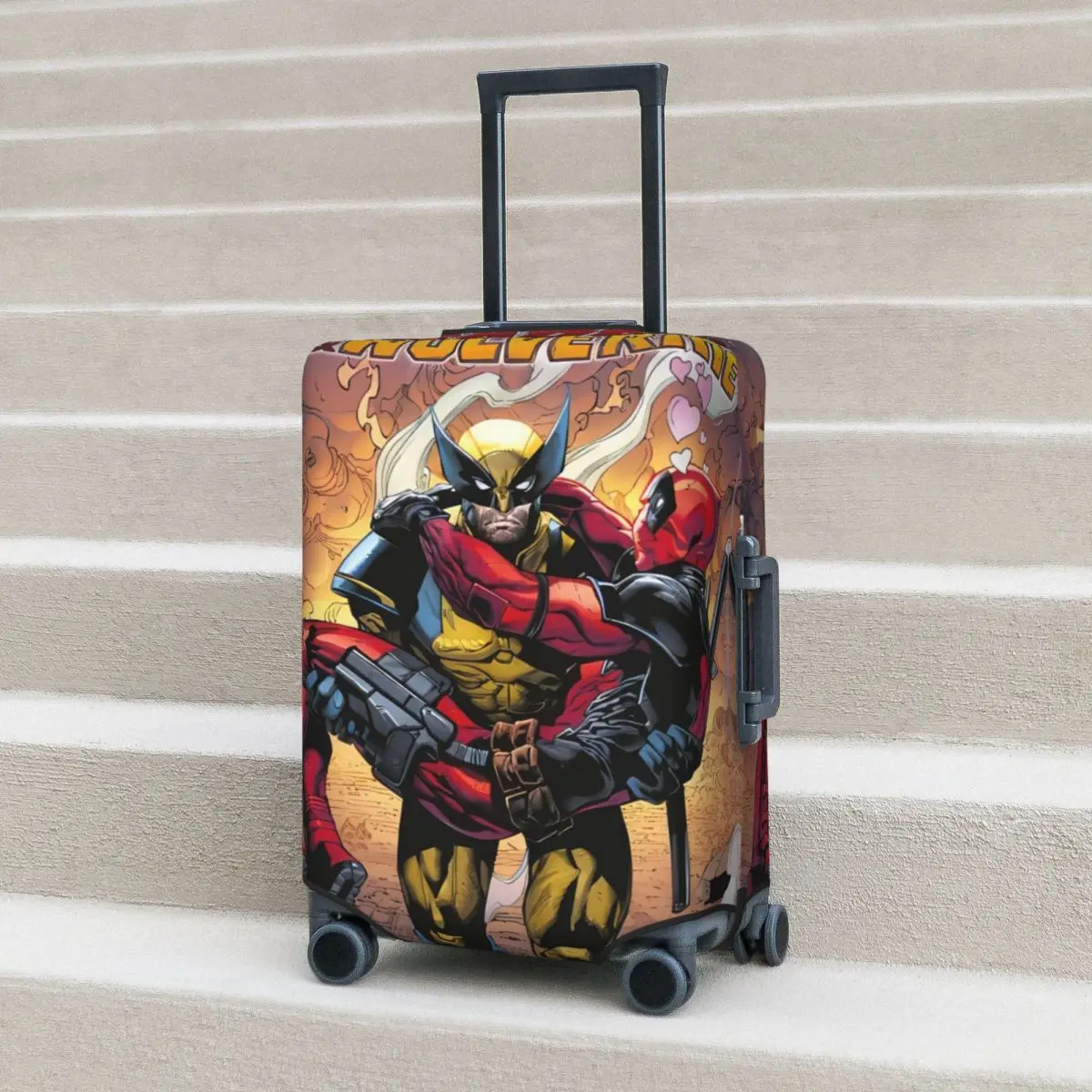 Deadpool & Wolverine Anime Suitcase Cover Travel Protector Vacation Strectch Luggage Case