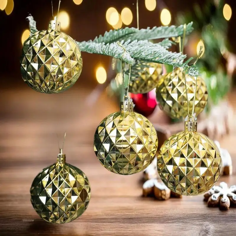 6개 세트 크리스마스 볼 샴페인 호박 볼 크리스마스 장식용 걸이 장식품 파티 크리스마스 구체 펜던트