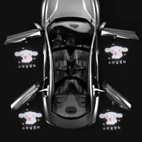 Cartoon Cute Kuromi Welcome Light Car Door Projector Lamps Hd Ambient Light Induction Open The Door Projection Car Decoration 8 best sales toyota crown door light - №4