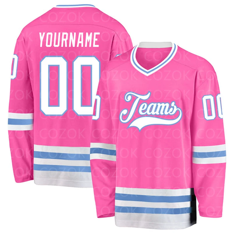 Custom Pink Hockey 3D Print You Name Number Men Women Ice Hockey Jersey Competition Training Jerseys