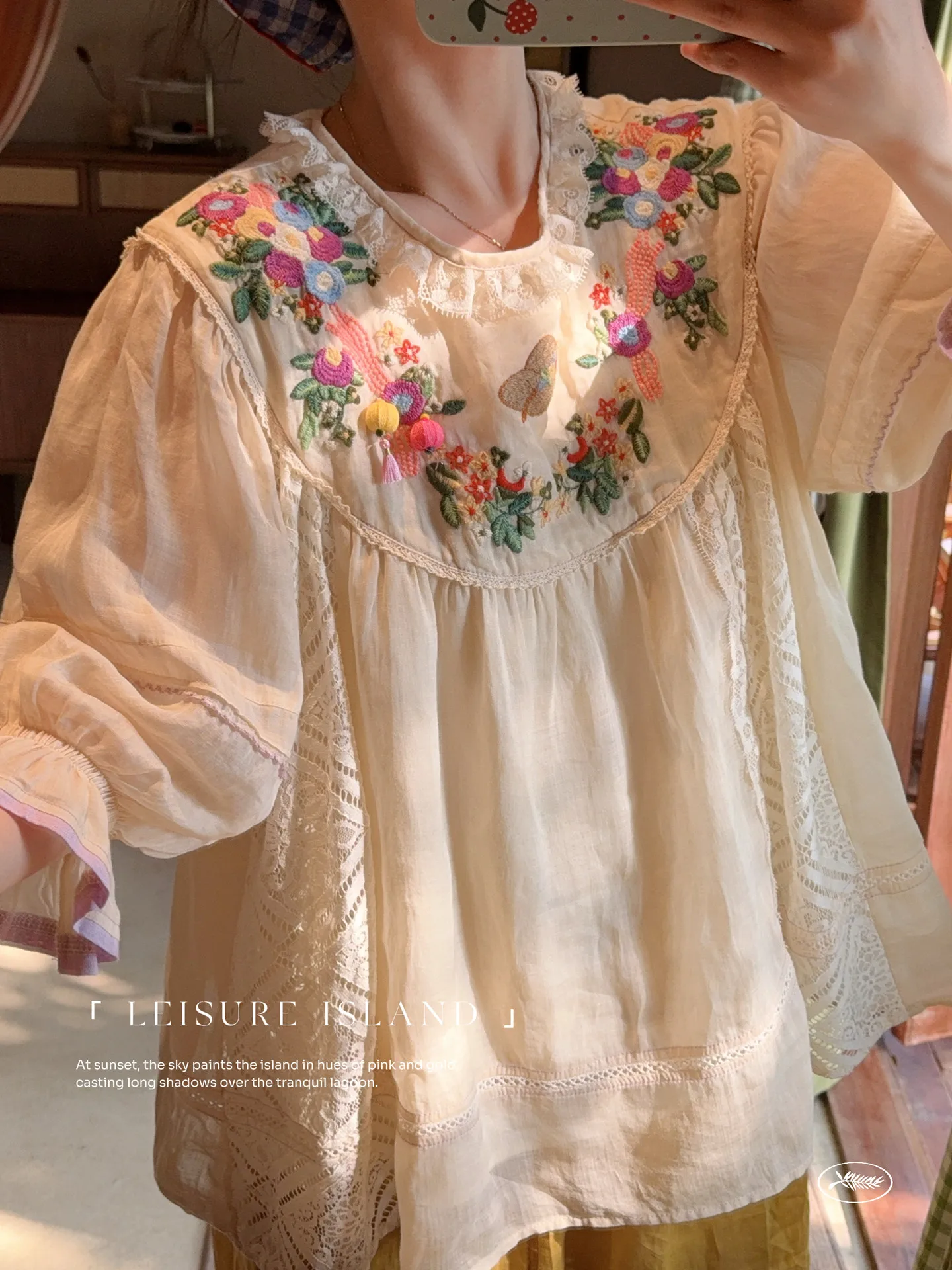 

TIYIHAILEY Spring Summer Ramie New Blouse Tops Women Half Lantern Sleeve Tees Thin Loose Shirt 2025 Embroidery Lace Patchwork