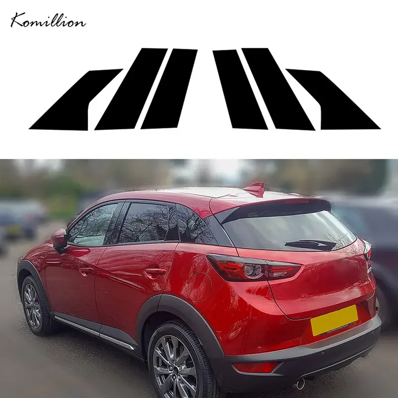 Car Pillar Posts for Mazda CX-3 2016 2017 2018 2019 2020 2021 Glossy Piano Black Door Window Trim Stickers Auto Accessories