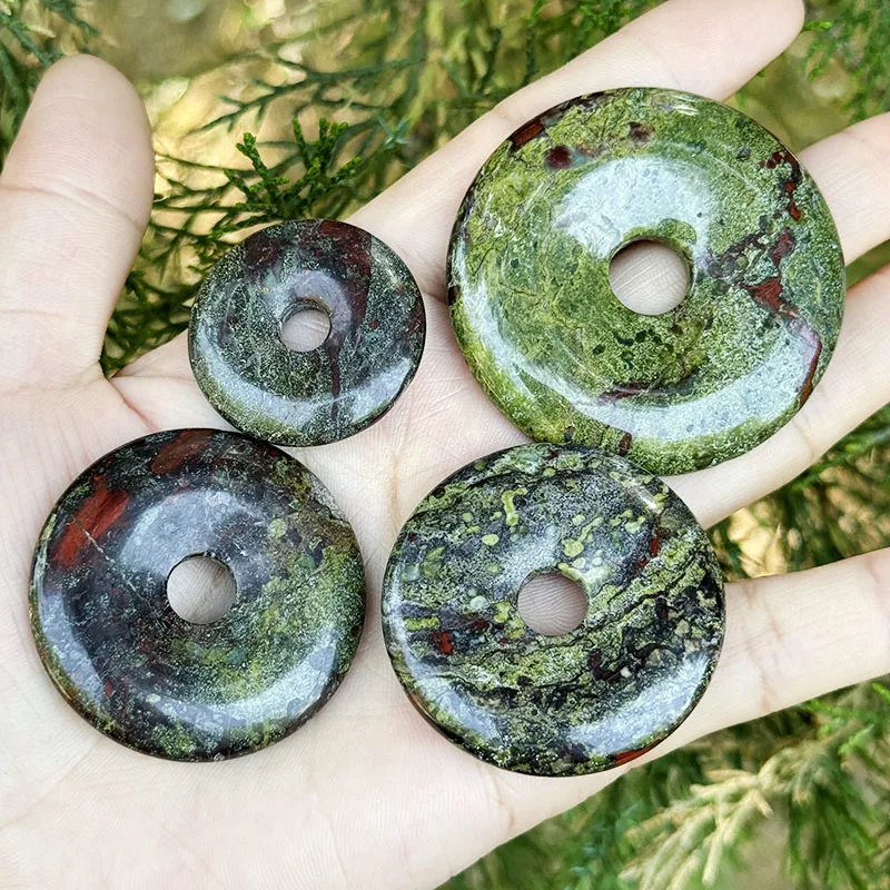 

Natural Dragon Bloodstone Stone Beads Donut Ring For Earring Necklace Bracelet Jewelry Making 1 Piece 30mm/40mm/50mm
