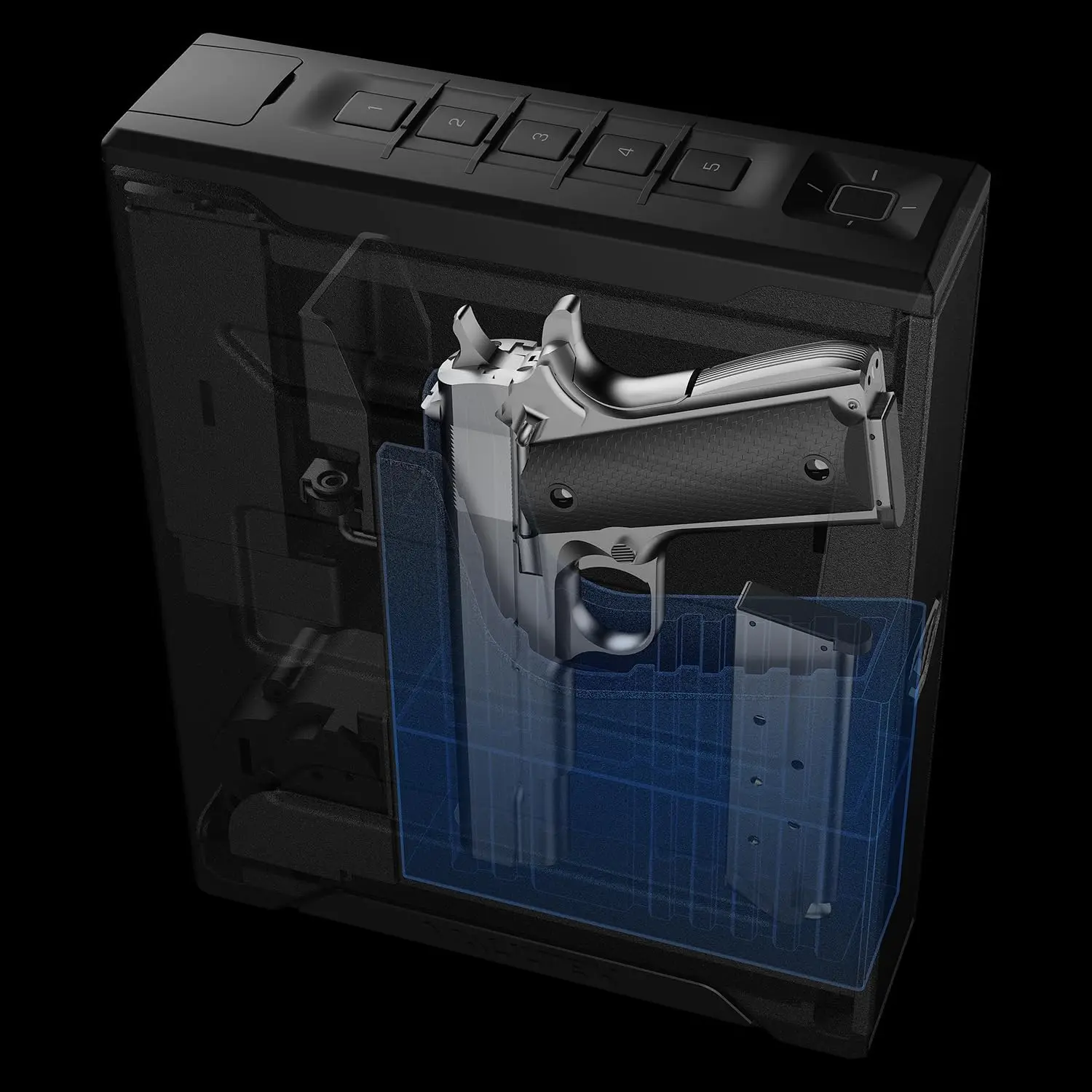 Slider Series Rugged Handgun Safe Quick Auto-Open Sliding Door Pistol Safe with Backlit Keypad and Mounting Plate (Non-Biometric