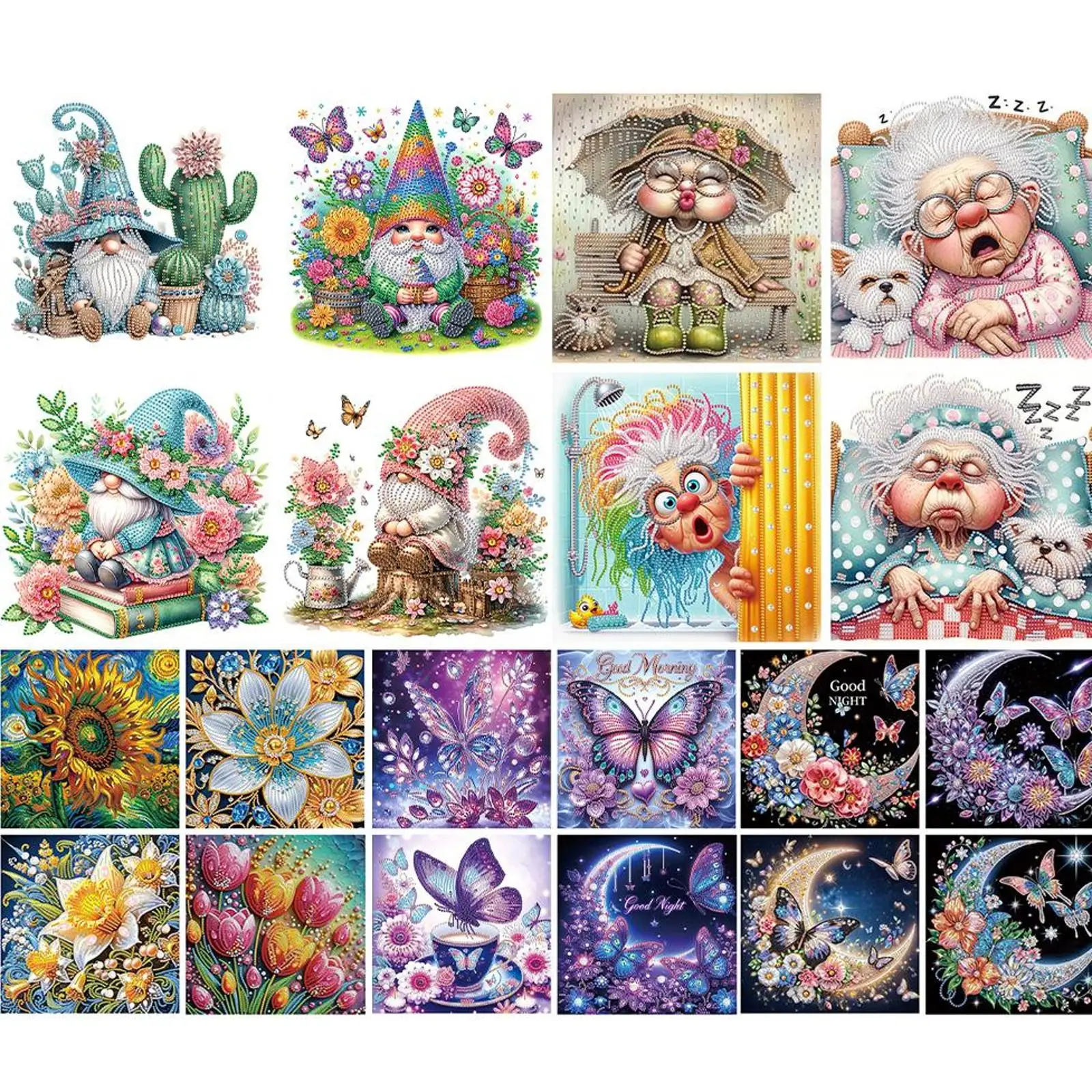 

Набор из 4 штук: Алмазная вышивка 5D DIY с частичной выкладкой, особой формы, мультяшный декор, 30x30 см