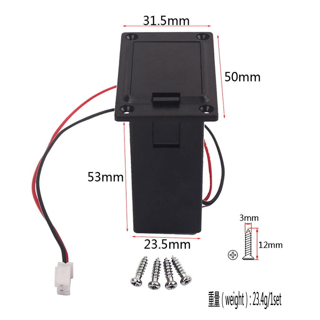 Replacement Battery Holder Box 9V Battery Case for Guitar Bass Ukulele Flat Mount Battery Box Guitar Bass Accessory