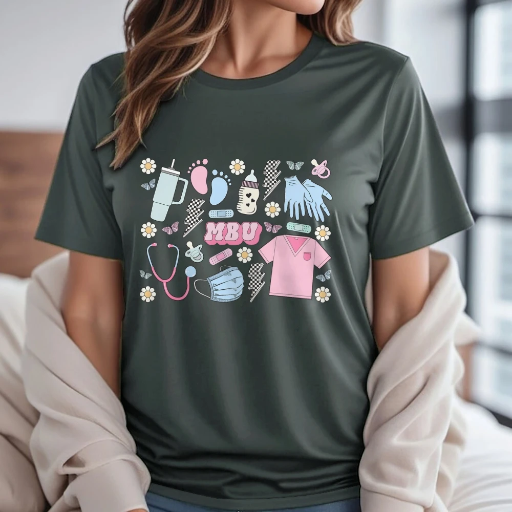 Mother Baby Unit Shirt Retro MBU Shirt Mother Baby Nurse Work Tees Postpartum Nurse Gifts Mother Baby Unit Nurse Gift MBU Group