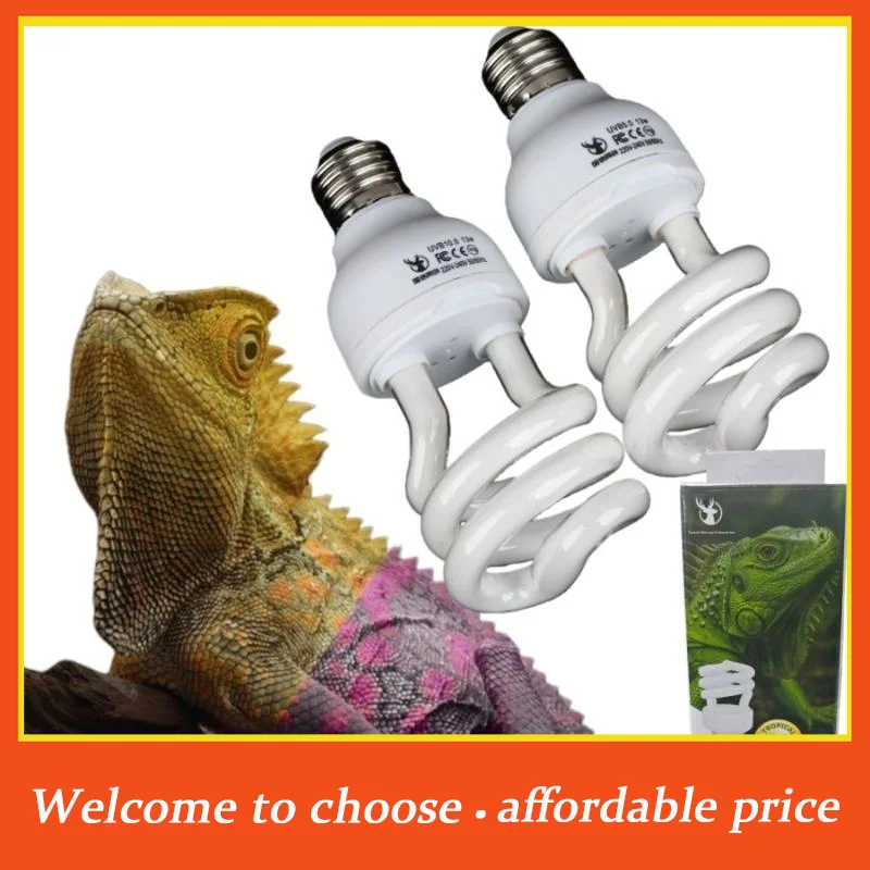 。New Turtle Lizard Snake Reptiles Heating Lamps 13W/26W UV Rays Energy Saving Terrarium Basking Light 5.0 10.0 UVB Reptile Lamp