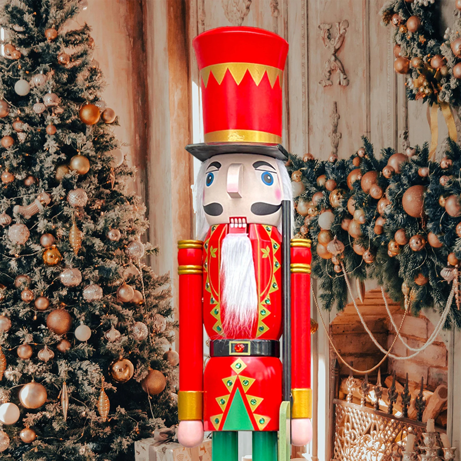 CDL Large Christmas Nutcracker Soldier 4 feet 120 cm Red and Green Nutcracker Figure  Carry Gun  K05