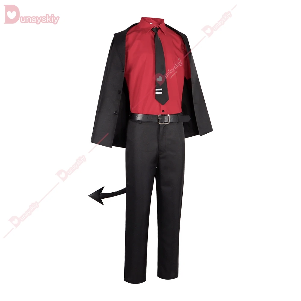 Costume Cosplay The Awesome Demon pour Homme et Femme, Jeu Helltaker, Uniforme Justice, Perruque, Chemise, Pantalon, Queue Trempée, Tenue de ix