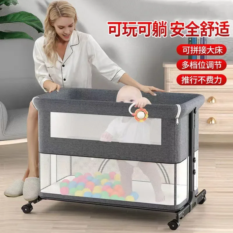 

Crib Portable foldable cradle bedside bed Mobile baby game bed BB Newborn spliced queen