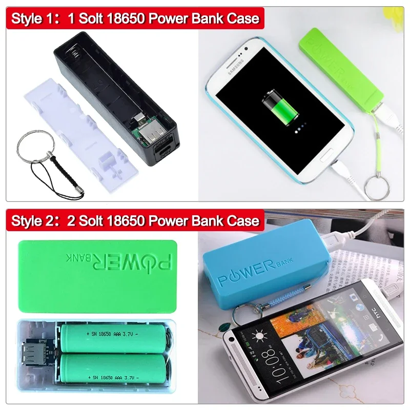 Portable Power Bank For 18650 Battery DIY Mobile Storage Box General Charger For 5600mAh 18650 Battery 2 Slot Charger Case Cover