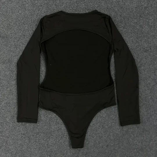 

Осень-зима, сексуальное, Европа, Америка, однотонное, с высоким воротом и открытой спиной, облегающее, облегающее, с длинными рукавами, женское боди