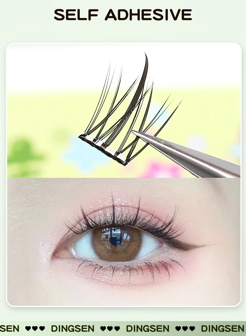 DINGSEN 10 Reihen Kleberfreie Cluster-Wimpernverlängerung Natürliche Einzelwimpern Weiche Großhandels-Falsche Wimpern für Make-up – Detail 5