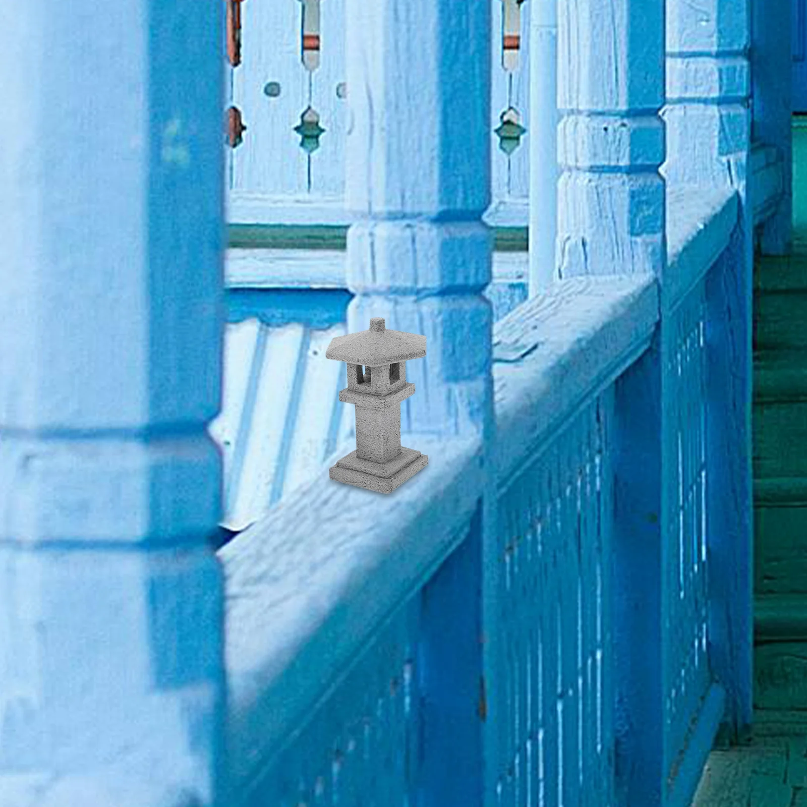 

Miniature Bluestone Pavilion Lantern Statue Micro Landscape Decor for Small Garden Moss Succulents Mini Garden