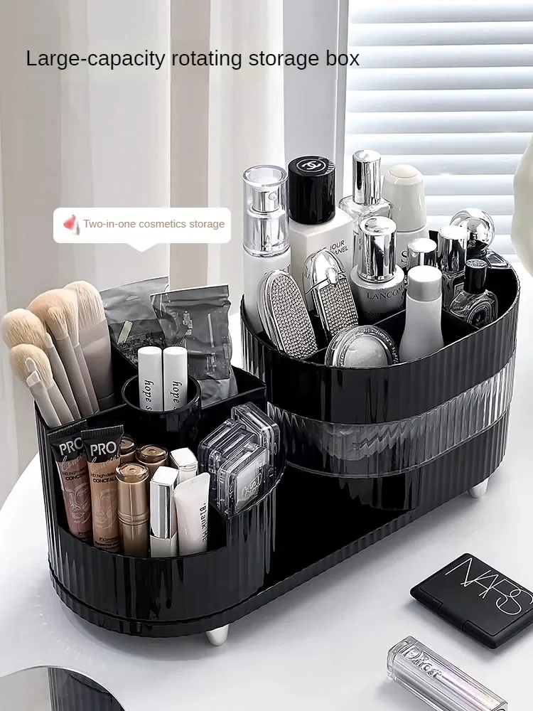 

Cosmetics Storage Box Desktop Skin Care Shelf Large Capacity Acrylic Dresser Rotating Brush Barrel Lipstick Organizer