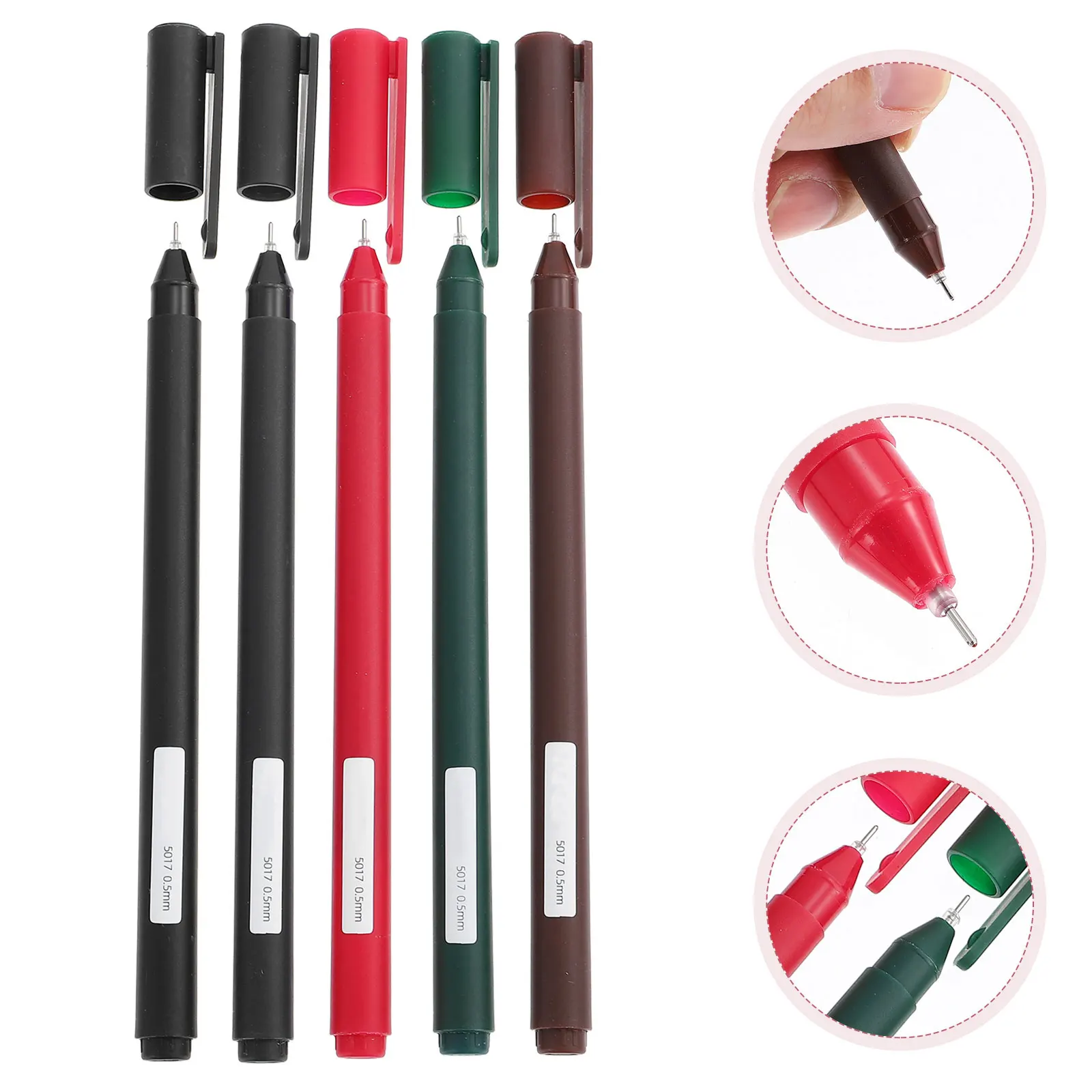

5 Pcs Colorful Neutral Pen Set Gel Brush Macaron School Fine Tip Pens for Writing Point Plastic Smooth Student Child Colored