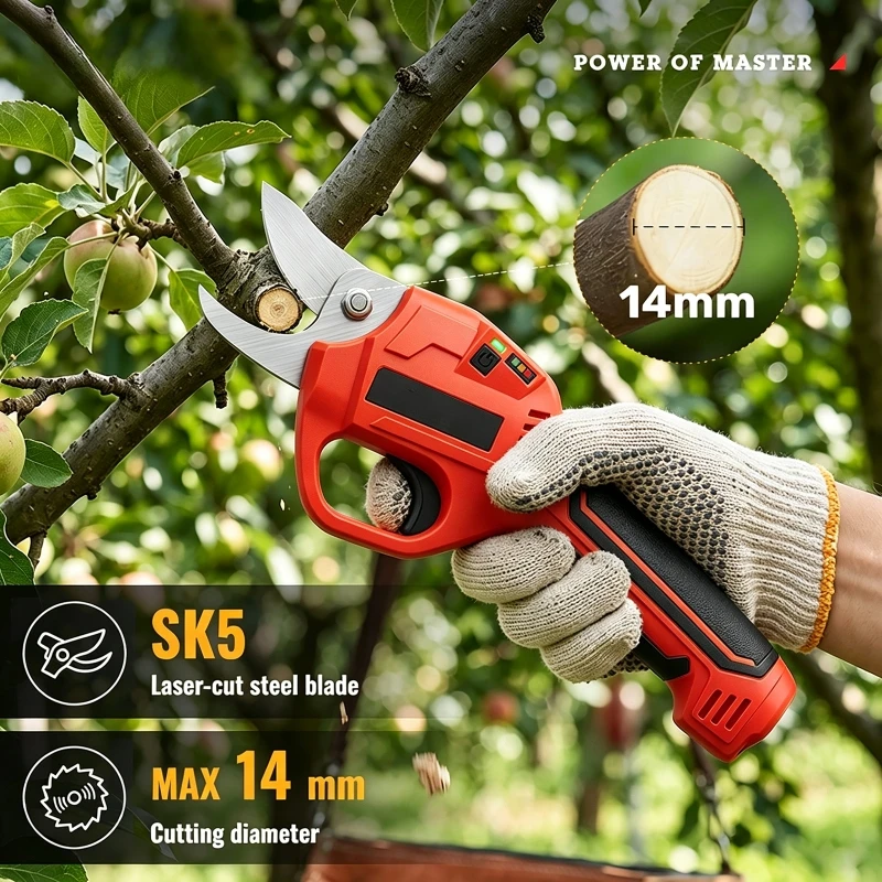 Cordless Electric Pruning Shears Electric Scissors for Gardening Fruit Trees Bonsai Flower Branch Cutting 4000mAh Battery