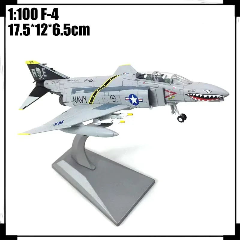 Die Cast Alloy Aircraft Model 1:100 F-4 American Aircraft Carrier Warship Pirate Flag Fighter Model Indoor Collection Gift