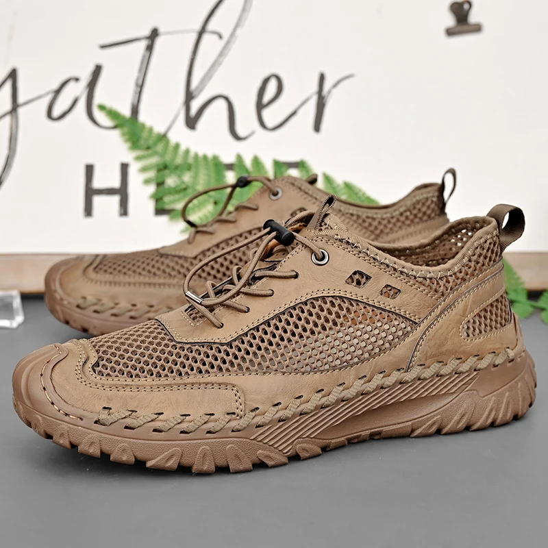 

Men Summer New Handmade Mesh Sole Flat Shoes A Fashionable Shoe That Is Non Slip Transparent Refreshing Lightweight Soft Tough