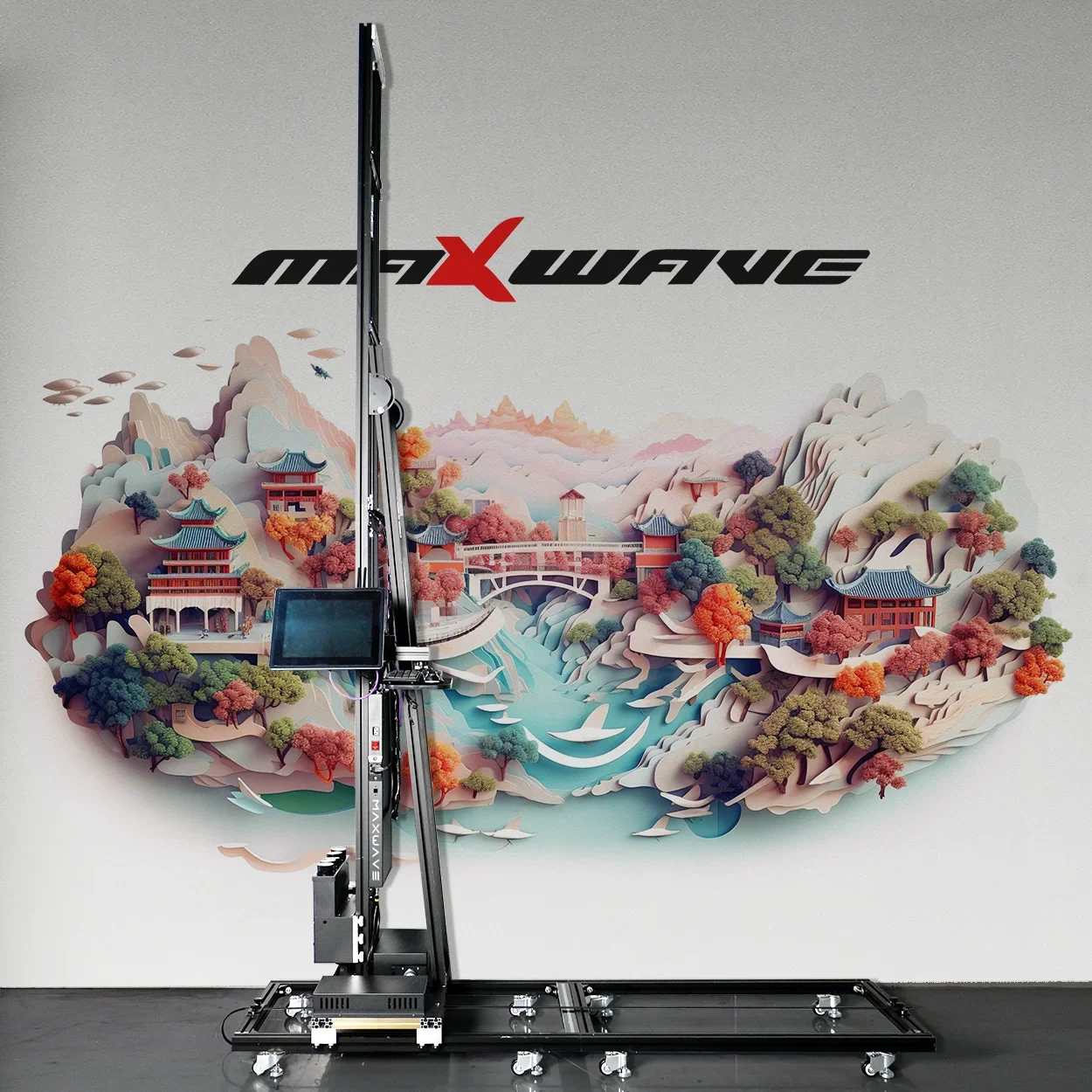 Maxwave เครื่องพิมพ์ผนังเครื่องพิมพ์อิงค์เจ็ทสำหรับตกแต่งภาพวาดสติ๊กเกอร์ตกแต่งผนังแนวตั้งพกพาหมึกยูวีอุปกรณ์การพิมพ์ติดผนัง