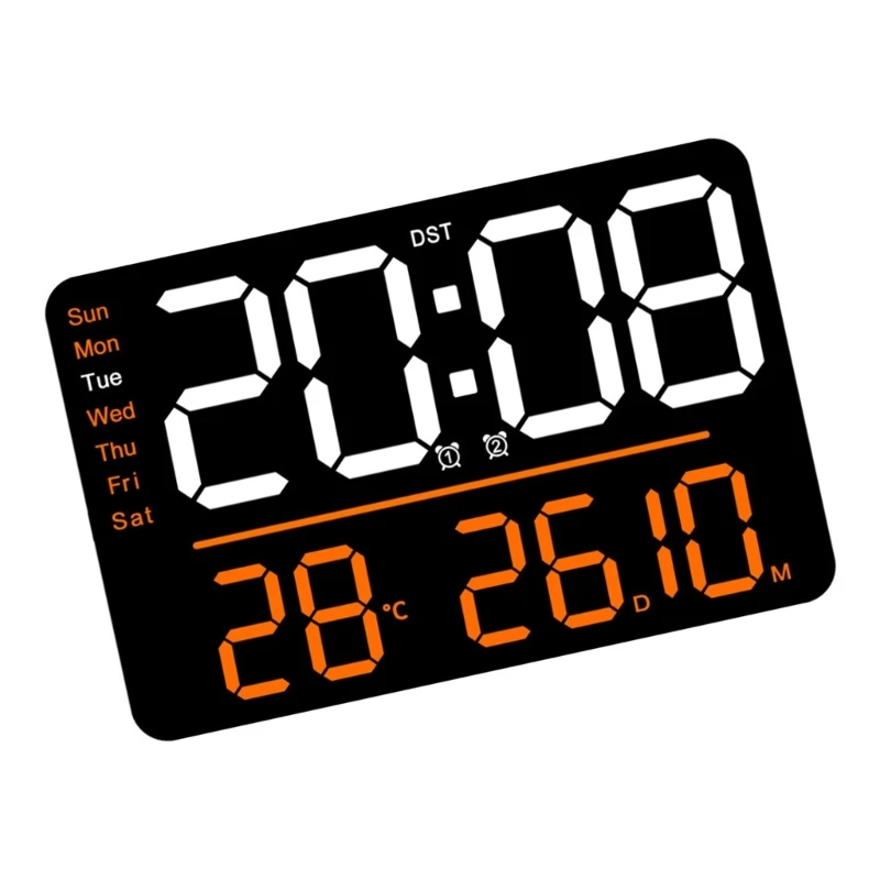 Wall Clock Large Digital Clocks with Date/Week/Temperature Display Adjust Display and Modern Look Dropship