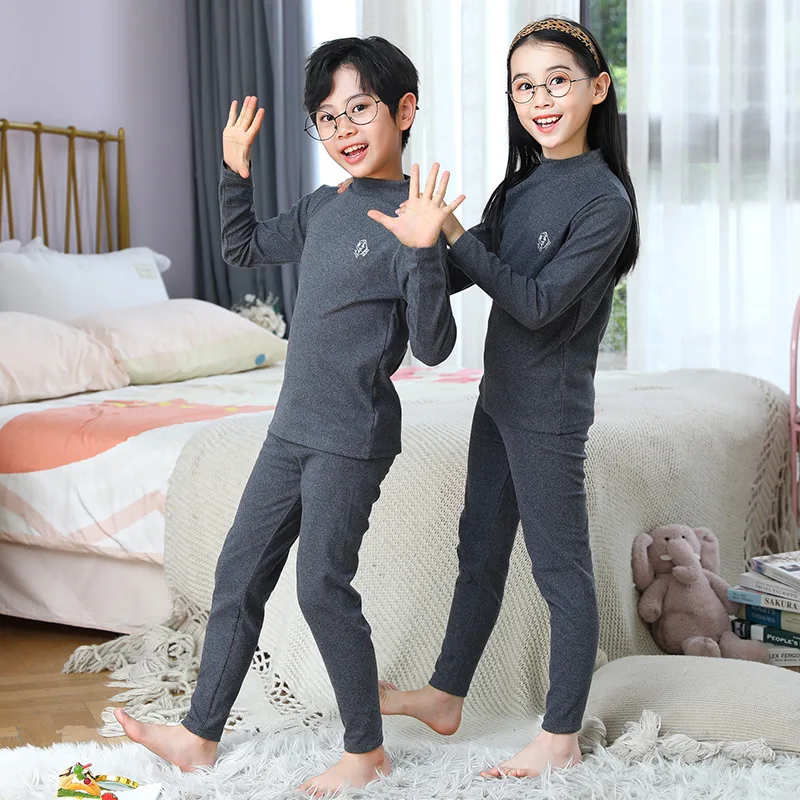 3-12 Years Kids Clothing Sets Autumn Winter Thermal Underwear Suit Girls Boys Pajama Sets Teens Clothes No Trace Warm Sleepwear