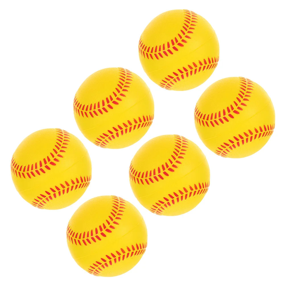 6 Pcs Outdoor Playset Children Training Baseball Playing Indoor Practice Baseballs Yellow Pu Student