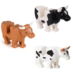 New Cows Animals MOC Parts Building Blocks Farm Ranch Scene Bricks Toys Cattle Buffalo Cowshed Compatible With LEGO