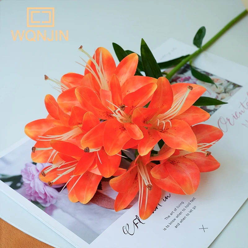 1 Stück, simulierte Seide 10 Köpfe lange Lilie, Heim hochzeits bühnen dekoration, Blumen arrangement, passende Materialien, Fotografie Requisiten – Detail 9