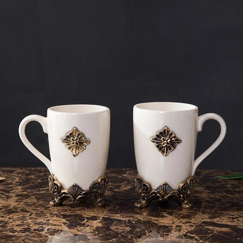European Ceramics Wash Mouth Cup Home Bathroom Supplies Retro Mouthwash Cup Two-piece Couple Toothbrush Cup Bathroom Tumblers