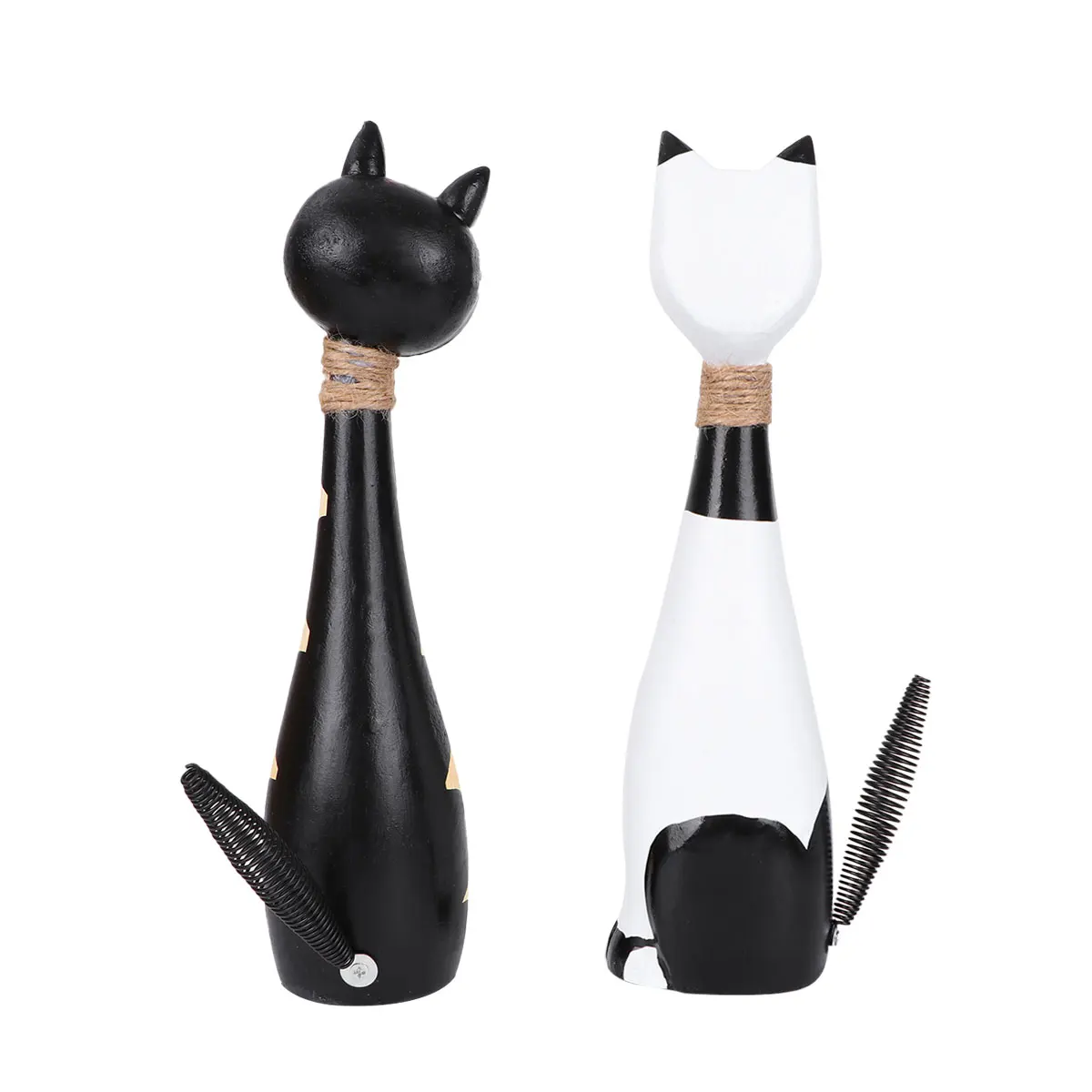 

2 Pcs Cat Ornaments Wooden Animal Desktop Decorations Smooth Texture Home Car Office Adornment