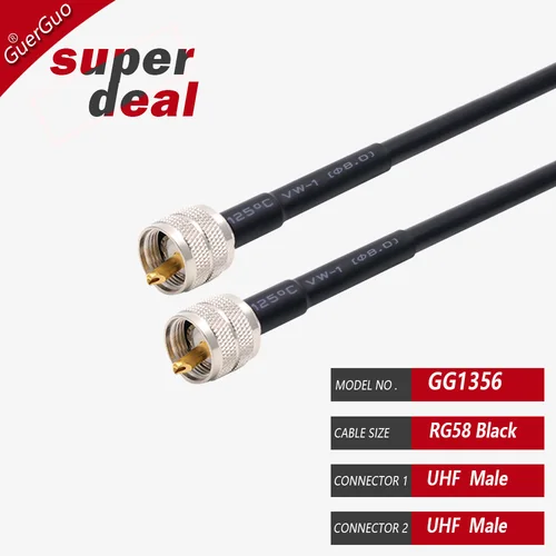 Imagen 2 del producto Cable de extensión de antena RG58, conector Coaxial RF UHF PL259 macho a UHF SO239 hembra, conector Pigtail para Radio Ham, transmisor FM