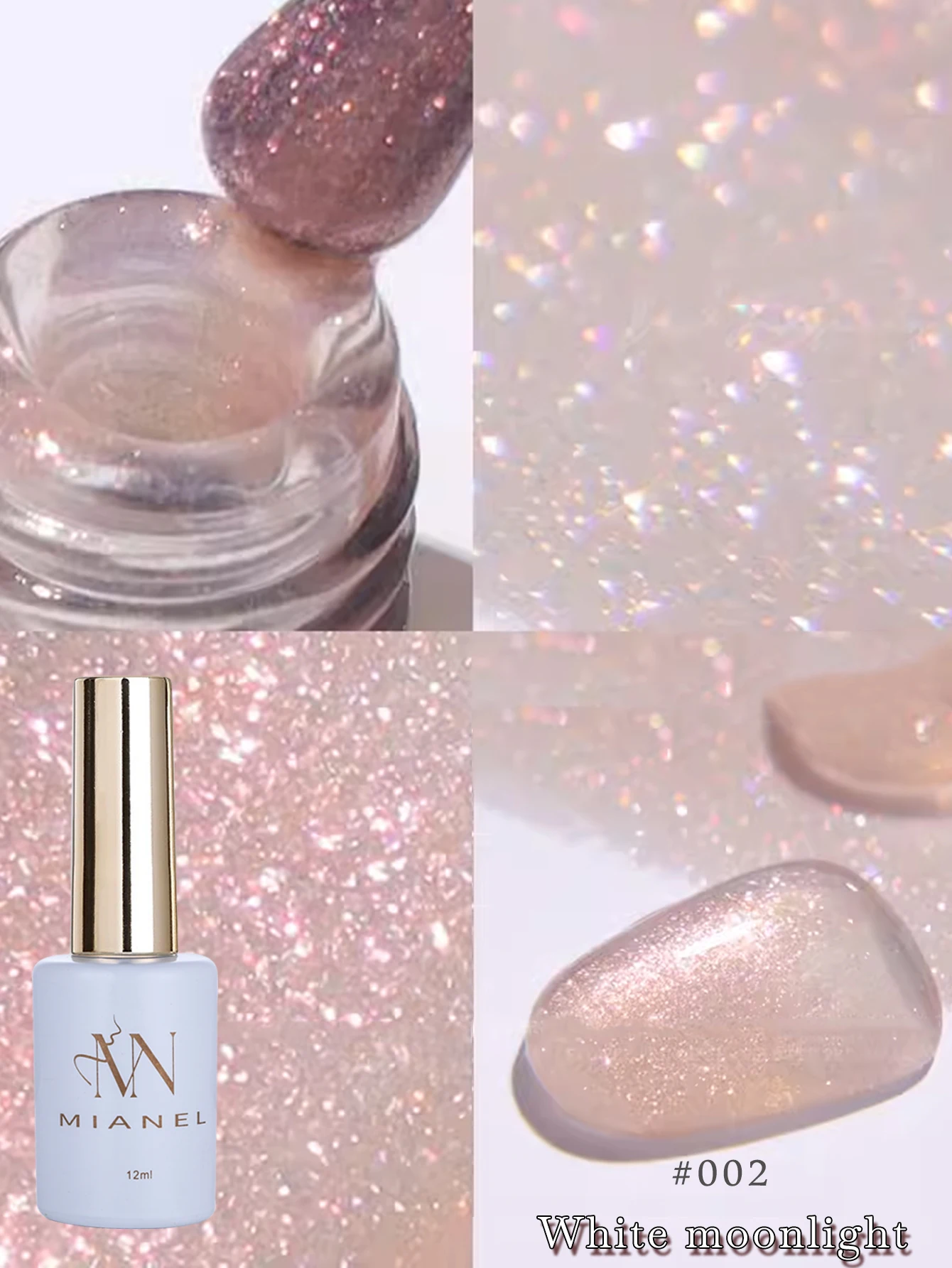 MIANEL 12ML WhiteNails Series Gel Nail Polish With Explosive Glitter In Summer Yun Brocad Gel Polish Summer Nails