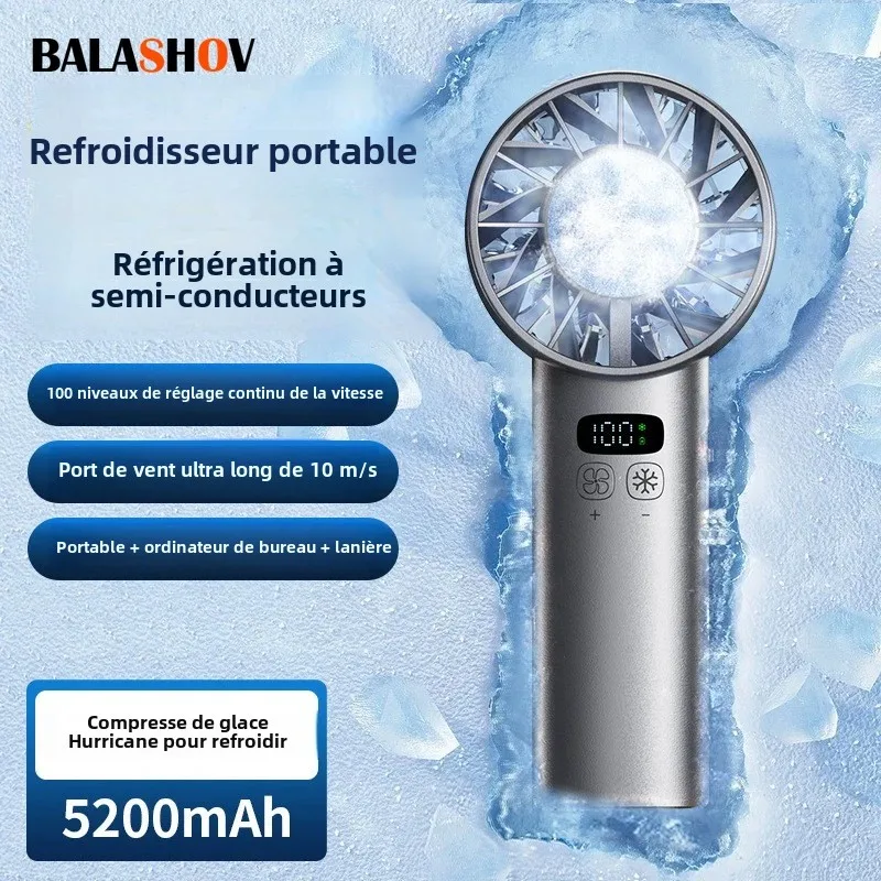 Compresse de glace ventilateur de refroidissement à grande vitesse ventilateurs portables USB mini ventilateur portable rechargeable LED affichage numérique, voyage, camping, extérieur