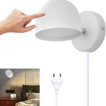 LED 실내 벽 램프 터치 디밍 350 ° 회전 벽 조명, 침실 거실 3000K 독서등 장식, 12W