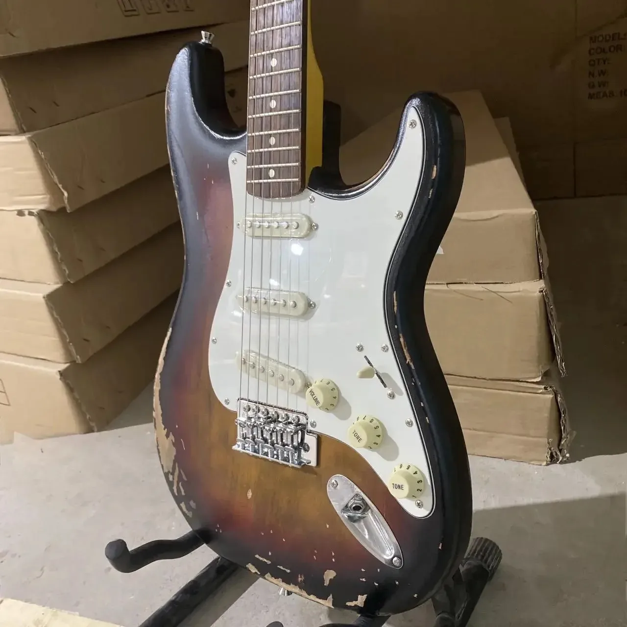 

Brown Vintage 3TS 6-String Guitar Alderwood Body Rosewood Neck Guitar Body And Neck Set for Guitar Making