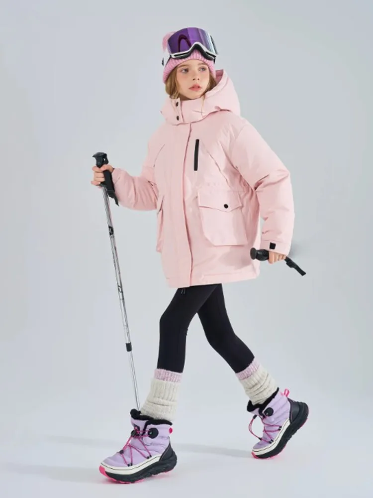 Mädchen-Skijacke mit Kapuze, Winterparka, dick, warm, wasserdicht, Kinder-Schneejacke, winddicht, Outdoor-Skijacke für Kinder von 5-14 Jahren, A5120 – Detail 6