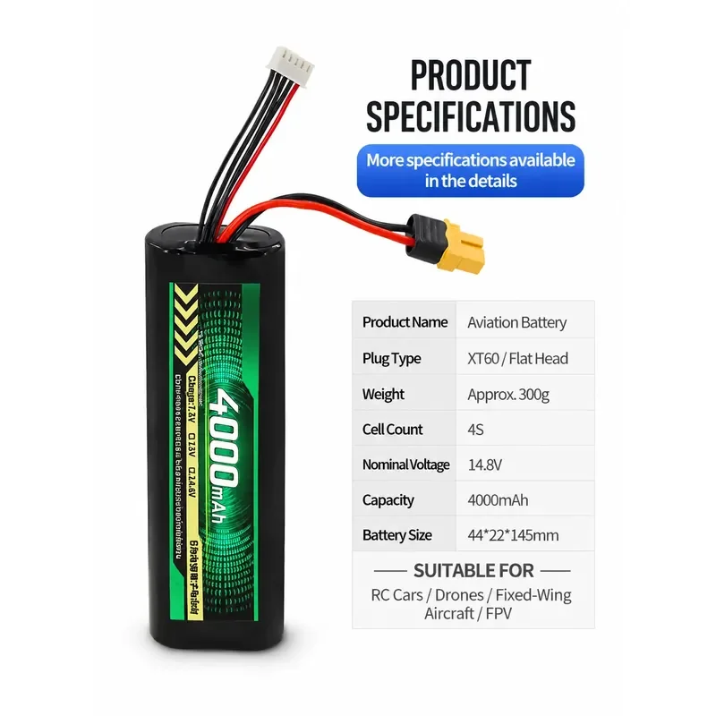 New 21700 Battery 12V 4000mAh Model Aircraft Lithium Battery for Drone Fixed Wing